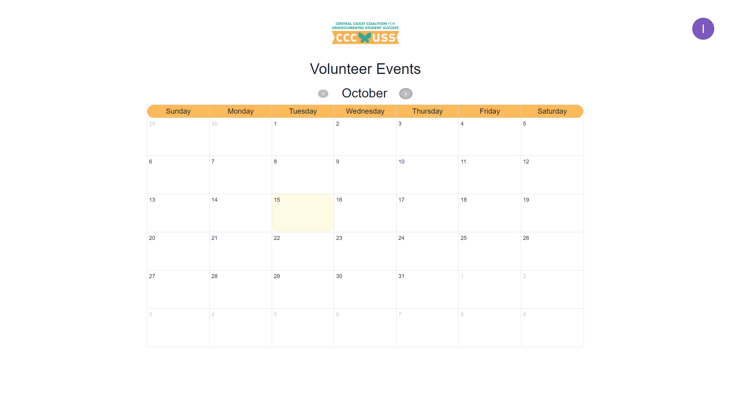 CCC-USS Calendar main page